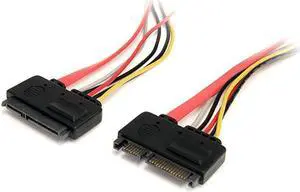 12in 22 Pin SATA Power and Data Extension Cable 1ft SATA Data Power Extension 12 inch SATA Extension SATA22PEXT Red