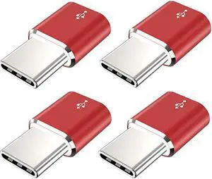 USB Type C Adapter 4Pack Micro USB Female to USB C Male Convert Connector Fast Charging Compatible with Samsung Galaxy S10 S9 S8 PlusNote 9 8LG V35 V30 G7Nexus 6P 5XMoto Z2 Z3Red