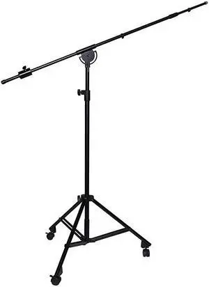 Professional Microphone Stand Heavy Duty 90 Studio Overhead Boom Stand with Rolling Caster Wheels 87 Extra Long Telescoping Arm Mount Foldable Tripod Legs amp Adjustable Counterweight