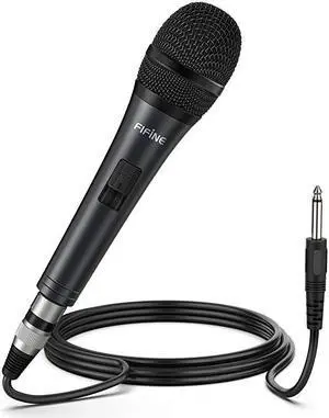 Microphone,Fifine Dynamic Vocal Microphone for Speaker,Wired Handheld Mic with On and Off Switch and14.8ft Detachable Cable-K6