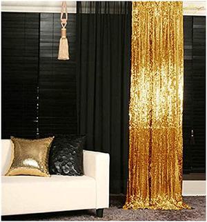 Curtain Backdrop 2 Panels 4FTx6FT Gold Backdrop Curtain Photo Booth Backdrop 48inx72in -190425E