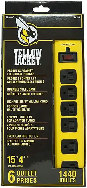 5138N 5138 Metal Surge Protector Strip with 6 Outlets and 15 Foot Cord Ft