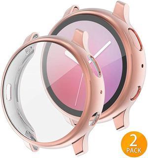 Compatible with Galaxy Watch Active2 Case 2 Packs Soft TPU Bumper Full Around Screen Protector Cover for Samsung Galaxy Watch Active 2 40mm Rose Gold 40mm