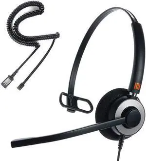 IPH160 Professional Monaural Noise Cancelling Corded landline Phone Headset for Call CenterOffice with U10P Cable Works with AvayaLucent NortelPolycomSamsungMitel and Many Other IP Phones