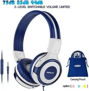 Headsets for Kids with 94dB85dB75dB Volume Limited Kids Headphones with Microphone Boys Headphone with Share Port Wired Headsets for Toddlers OnEar Headphone for SchoolTravelGrey