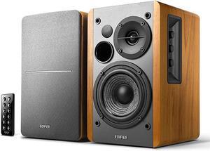 R1280DB Powered Bluetooth Bookshelf Speakers Optical Input Wireless Studio Monitors 4 Inch Near Field Speaker 42w RMS Wood Grain