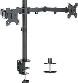 Dual Monitor Stand Up Desk Mount Extra Tall 39 inch Pole Fully Adjustable Stand for up to 27 inch Screens STANDV012