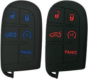 2Pcs  Silicone Smart Key Fob Skin Cover Case Protector Keyless Jacket Remote Holder for Jeep Grand Cherokee Dodge Challenger Charger Dart Durango Journey Chrysler 300