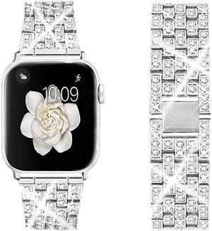 Bing Band Compatible with Apple Watch Band 38mm 40mm 42mm 44mmJewelry Replacement Metal Wristband Strap for iWatch Band Series 654321SESilver