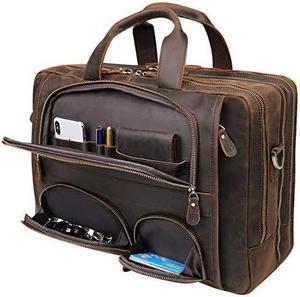 Leather Briefcase Business Travel Duffel Bags for Men Laptop Bag fits 156 inches Laptop
