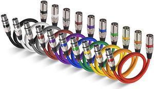 XLR Microphone Patch Color Cable 2 Ft  10Pack 2Ft XLR Male to Female Balanced