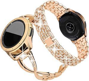 Compatible for Samsung Galaxy 3 41mmGalaxy Watch 42mmGalaxy Active 2 Watch Band 40mm 44mm 2 Pack 20mm Women Jewelry Bling Metal Replacement Strap Rose gold