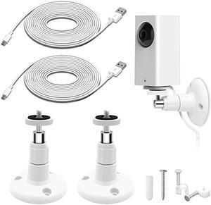 Pack Wall Mount for Wyze Cam Pan Security Camera with 164FT Charging Cable Wyze Cam Pan Mounting Kit Including Charging and Data Sync Cord 360 Degree Adjustable Ceiling Mount and 30 Wire Clips