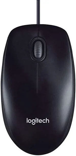 M100 Corded Mouse Wired USB Mouse for Computers and Laptops for Right or Left Hand Use Black