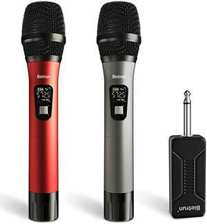 Microphone UHF Dual Handheld Dynamic Mic System Set with Rechargeable Receiver 160ft Range 635mm14 Plug for Karaoke Voice Amplifier PA System Singing Machine Church