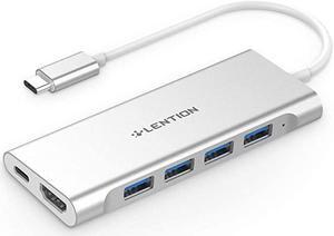 USBC MultiPort Hub with 4K HDMI Output 4 USB 30 Type C Charging Adapter Compatible 20202016 MacBook Pro 131516 New Mac Air Surface Chromebook More CBC35 Silver