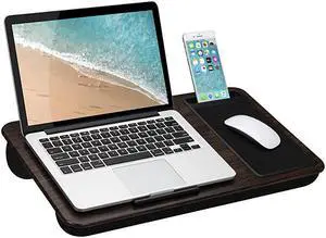 Home Office Lap Desk with Device Ledge Mouse Pad and Phone Holder Espresso Woodgrain Fits Up to 156 Inch Laptops Style No 91575