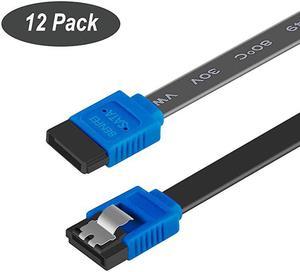 SATA Cable III 12 Pack SATA Cable III 6Gbps Straight HDD SDD Data Cable with Locking Latch 18 Inch Compatible for SATA HDD SSD CD Driver CD Writer