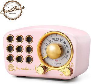 Retro Bluetooth Speaker Vintage Radio FM Radio with Old Fashioned Classic Style Strong Bass Enhancement Loud Volume Bluetooth 42 Wireless Connection TF Card and MP3 Player Pink