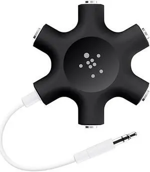 RockStar 5Jack Multi Headphone Audio Splitter Black