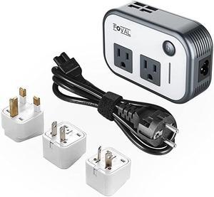 Power Step Down 220V to 110V Voltage Converter with 4Port USB International Travel Adapter for UK European Etc Use for US appliances Overseas