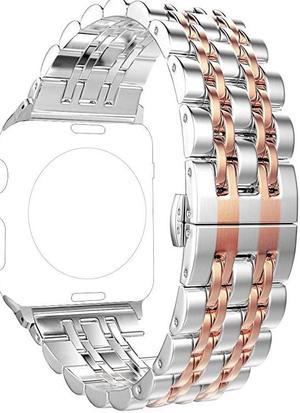 Compatible with Apple Watch Bands Series 6 SE 5 4 40mm 44mm Series 3 2 1 38mm 42mm for Women MenRose Gold Stainless Steel Band for iWatch Business Replacement Strap