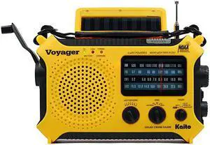 KA500 5way Powered Solar PowerDynamo Crank Wind Up Emergency AMFMSWNOAA Weather Alert Radio with FlashlightReading Lamp and Cellphone Charger Yellow