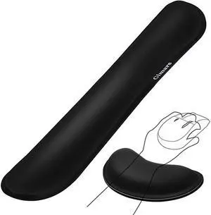 Upgrade Enlarge Gel Memory Foam Set Keyboard Wrist Rest Pad Mouse Wrist Cushion Support for Office Computer Laptop Mac Comfortable Lightweight for Easy Typing Pain Relief Black
