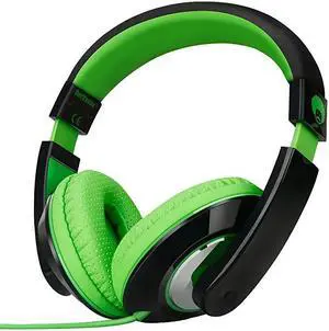 On Ear Stereo Headphones Earphones for Adults Kids Childs Teens Adjustable Heavy Deep Bass for iPhone iPod iPad MacBook Surface MP3 DVD Smartphones Laptop BlackGreen