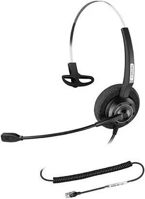 Phone Headset with Noise Canceling Mic for Yealink T19P T20P T21P T22P T26P T28P T23G T29G T32 T36 T38 T41P T41S T42S T46S T48S Avaya 1608 9608G 9611G 9640 Grandstream Phones