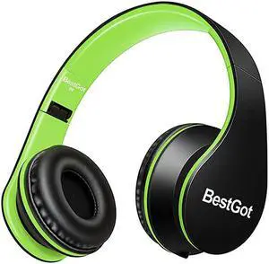Kids Boys Headphones with Microphone for Kids Adult inline Volume Foldable Headset with 35mm Plug Removable Cord BlackGreen