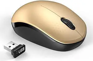 Wireless Mouse with Nano USB Receiver  Noiseless 24G Wireless Mouse Portable Optical Mice Compatible for MacBook Notebook PC Laptop Computer Black Gold