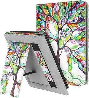 Stand Case for Kindle Paperwhite (Fits All-New 10th Generation 2018 / All Paperwhite Generations) - Premium PU Leather Protective Sleeve Cover with Card Slot and Hand Strap, Love Tree