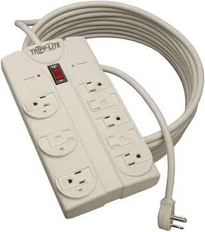 8 Outlet Surge Protector Power Strip Extra Long Cord 25ft RightAngle Plug Lifetime Limited Warranty Dollar 75K Insurance TLP825
