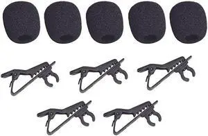 Lavalier Microphone Lapel Clip and Foam Windscreen Cover 5 Packs Lavalier Microphone Replacement Metal Tie Collar Clip for Omnidirectional Condenser Mic Boya Saramonic Maono