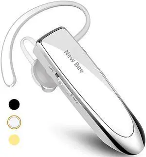 Bluetooth Earpiece V50 Wireless Handsfree Headset 24 Hrs Driving Headset 60 Days Standby Time with Noise Cancelling Mic Headsetcase for iPhone Android Laptop Truck Driver White