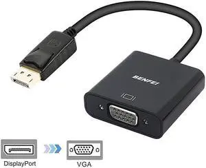 DisplayPort to VGA GoldPlated DP to VGA Adapter Male to Female Compatible for Lenovo Dell HP ASUS