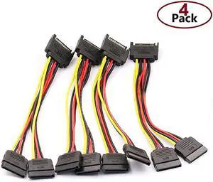4pcs SATA Power Splitter Cable15 Pin Male to 15 Pin Dual Female Power Cable 8 Inches