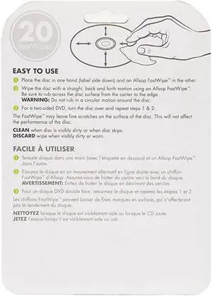 CD and DVD FastWipes lintfree wipes for cleaning DVD CD PS1 PS2 XBOX XBOX 360 Discs