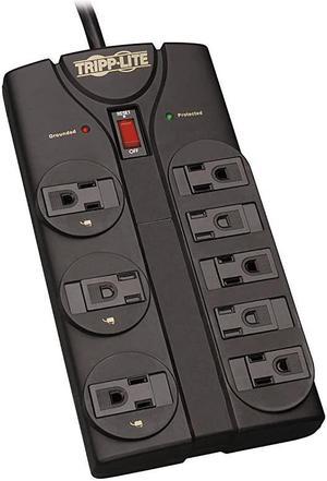 TLP808B 8 Outlet Surge Protector Power Strip 8ft Cord Right Angle Plug Black Lifetime Insurance