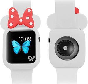 Silicone Mouse Ears Protective Case Disney Character Compatible with I Watch Series 4 40MM 44MM for Kids White + red 40MM