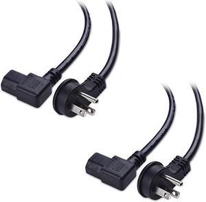 2-Pack 16 AWG Low Profile Right Angle Power Cord (Power Cable) 6 Feet (NEMA 5-15P to Angled IEC C13)