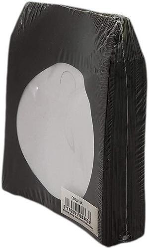Black CdDVD Paper Media Sleeves Envelopes with Flap and Clear Window 100 Sleeves