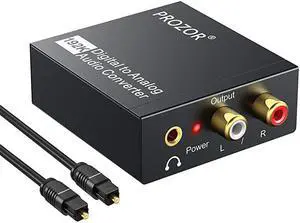 192KHz Digital to Analog Audio Converter DAC Digital SPDIF Optical to Analog LR RCA Converter Toslink Optical to 35mm Jack Adapter for PS3 HD DVD PS4 Amp Apple TV Home Cinema
