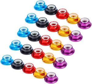 25pcs M5 Lock Nuts CW Flanged Nylon Insert Aluminum Alloy SelfLocking Nuts for RC Drone Quadcopter Motor Prop Adapter FPV Parts Mix Colors