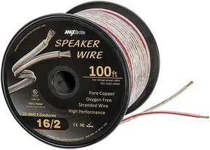 Performance 16 Gauge Speaker Wire, Oxygen Free Pure Copper - UL Listed Class 2 (50 Feet Spool)