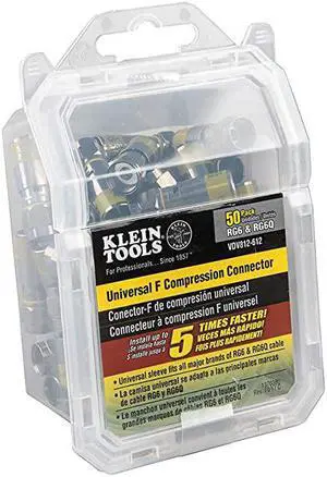 VDV812-612 Compression Connectors, Universal F Connectors RG6/6Q with Universal Sleeve Technology, Professional Grade, 50-Pack