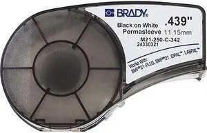 PermaSleeve HeatShrink Polyolefin Wire Marking Sleeves M21250C342 Black On White Sleeves Compatible with BMP21PLUS Label Printer ID PAL and LABPAL Printers 7 Length 0439 Width
