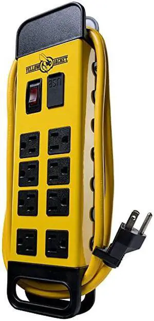 5148 Modern 8Outlet Metal Power Block with 2 USB Ports Yellow