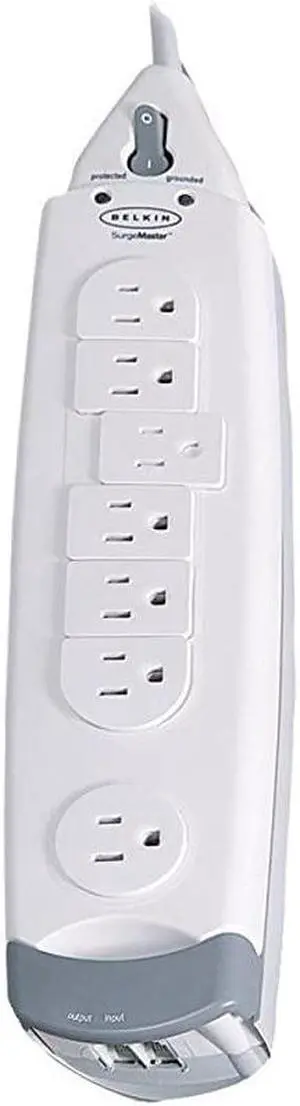 7Outlet SurgeMaster Home Series Power Strip Surge Protector with 12Foot Power Cord 1045 Joules F9H71012White